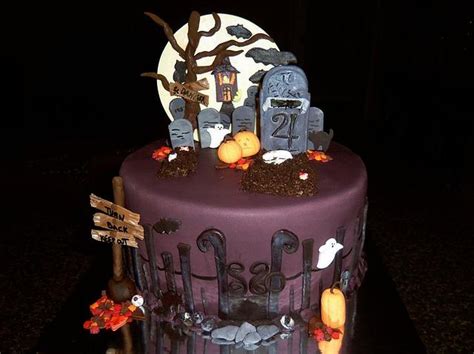 Halloween Spooky Graveyard Cake - Decorated Cake by - CakesDecor