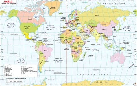 Carte Du Monde Avec Latitude Et Longitude