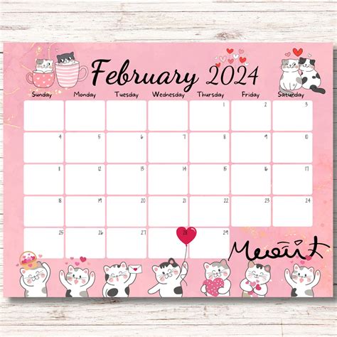 Editable february 2024 calendar valentines day printable etsy – Artofit