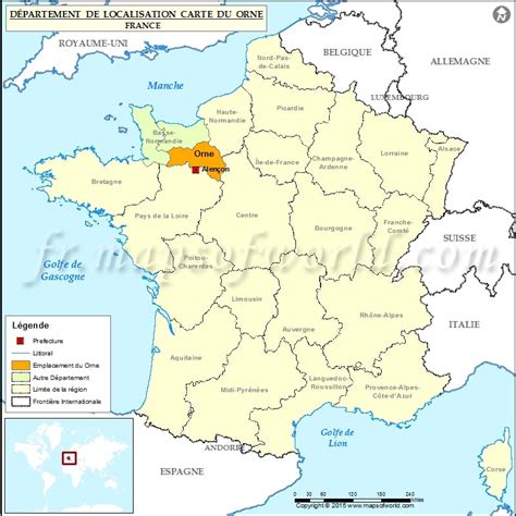 Orne Carte de localisation, Département Orne, France