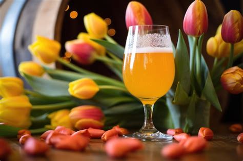 Premium AI Image | Saison farmhouse ale in a tulip glass with ...