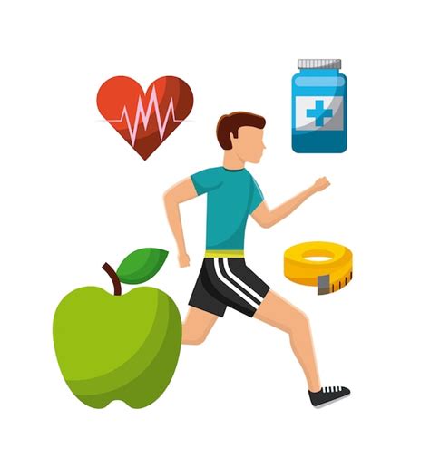 Premium Vector | Man exercising with healthy lifestyle icons around