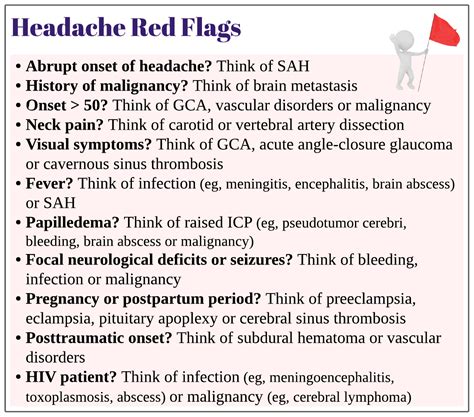 Headaches red flags - Medicine Keys for MRCPs