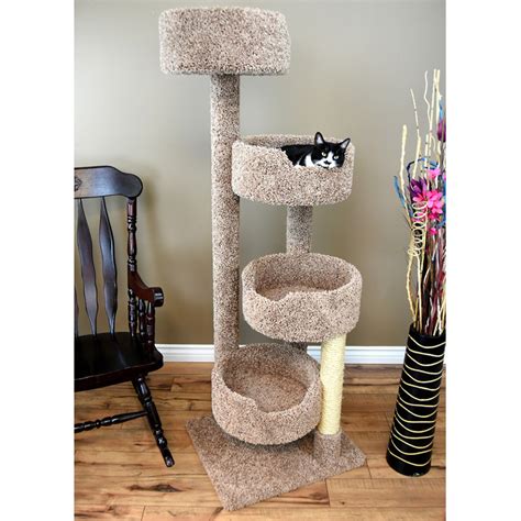 New Cat Condos 64-in Cat Tree & Condo Scratching Post Tower, Brown ...