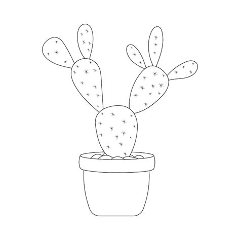 Premium Vector | A drawing of a cactus in a pot