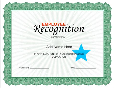 Employee Recognition Certificates Templates Free | Best Template Ideas