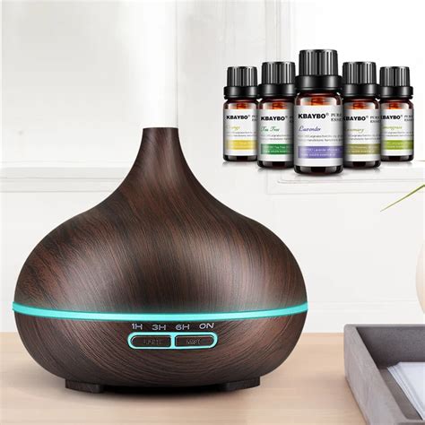 300ml Ultrasonic Air Humidifier Aroma Essential Oil Diffuser with Wood ...