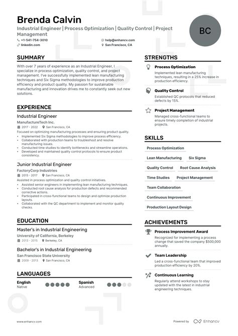 5 Industrial Engineer Resume Examples & Guide for 2023