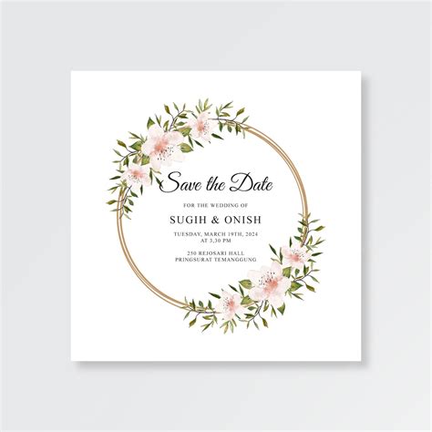 Premium Vector | Minimalist wedding card template with watercolor floral