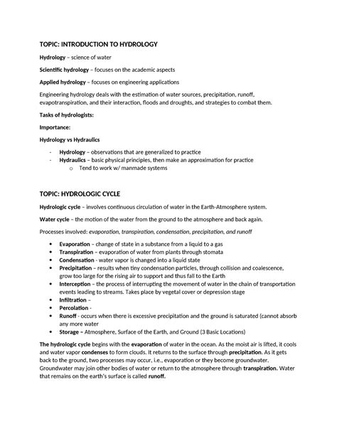 Hydrology - TOPIC: INTRODUCTION TO HYDROLOGY Hydrology – science of ...