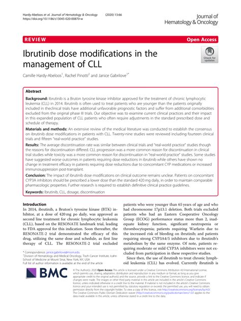 (PDF) Ibrutinib dose modifications in the management of CLL