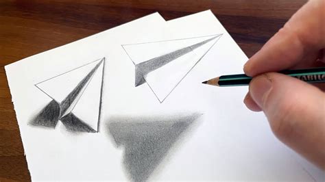 How to Draw Flying Paper Airplane - Drawing 3D Paper Airplanes - Trick ...