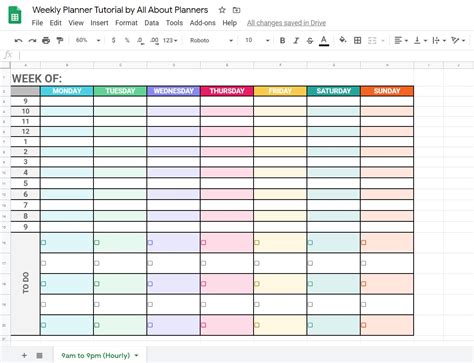 Google Sheets Weekly Schedule Template