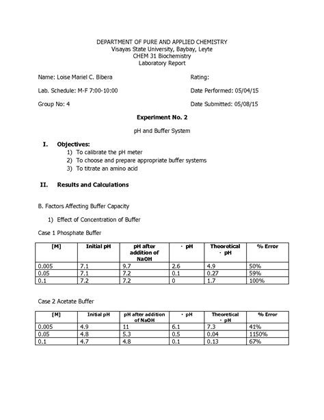 SOLUTION: Ph and buffer system Lab Report - Studypool