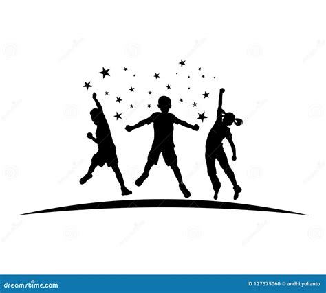 Jumping Kids Jump Silhouettes Silhouette Child Kid Vector Sport Dancing ...