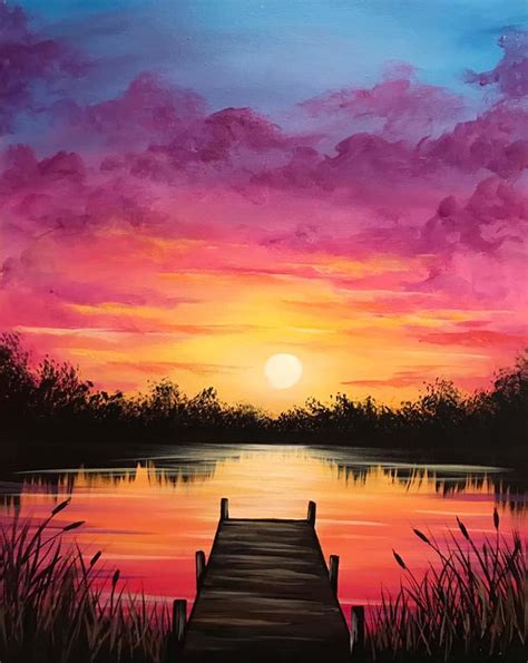 In-Studio Paint Night - Sunset Dock | Fresh Paint Studio