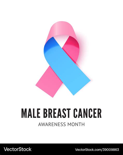 Male breast cancer awareness ribbon Royalty Free Vector