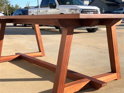 Modern Sapele Wood Dining Table (Mahogany) (Trestle) (Farmhouse) | Wood ...