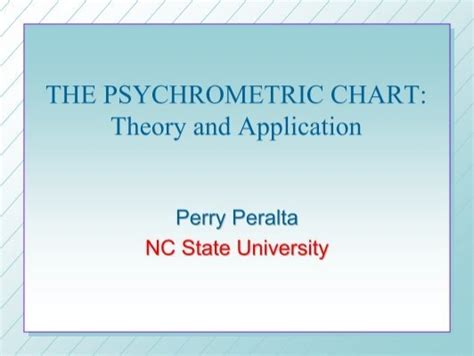 THE PSYCHROMETRIC CHART: Theory and Application