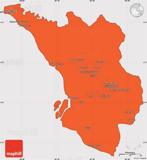 Political Simple Map of Selangor, cropped outside