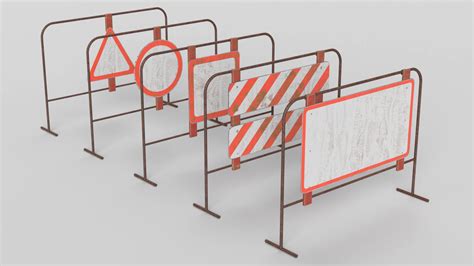 Temporary Traffic Signs - 3D Model by Grishmanovskij Anton