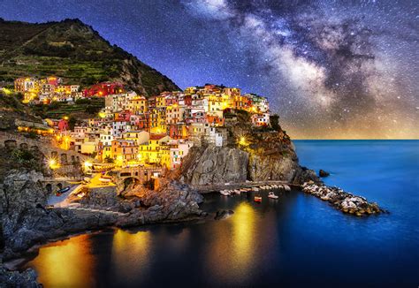 night blue hour manarola cinque terre liguria italy milky way - Ryder ...