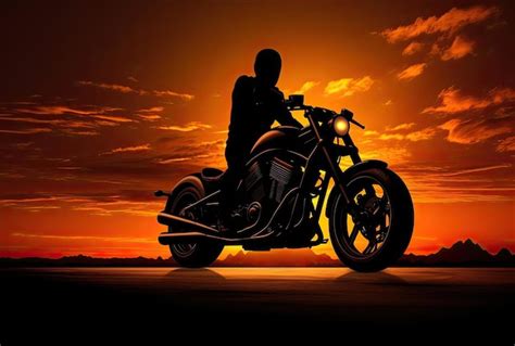 Premium AI Image | a silhouette of a motorcycle sitting in the sunset