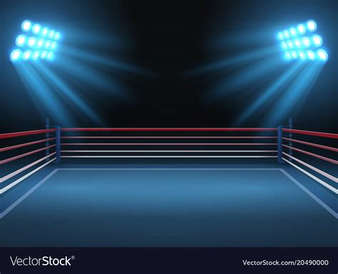 Empty wrestling sport arena boxing ring dramatic Vector Image