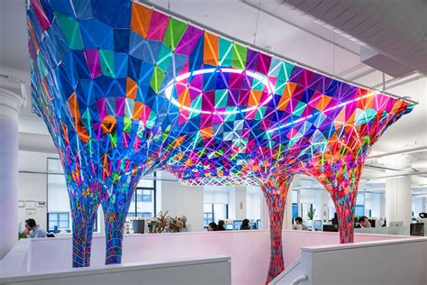 Stain glass art installation that hangs through two floors of Behance's ...