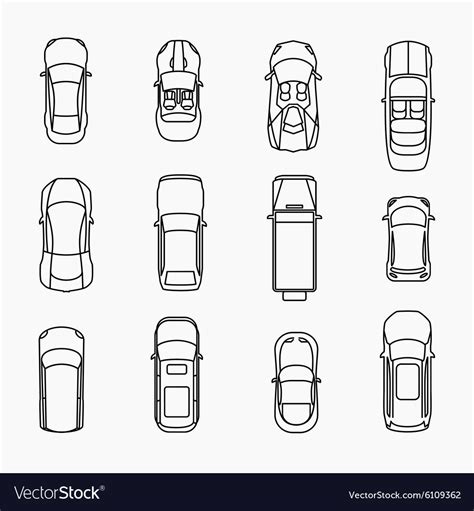 Car icons top view Royalty Free Vector Image - VectorStock