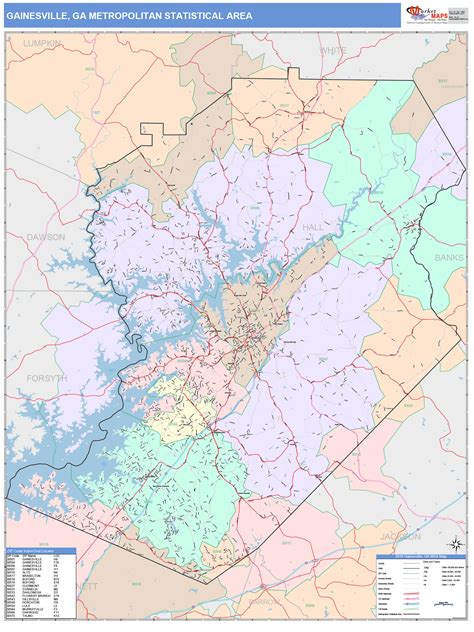 Gainesville, GA Metro Area Wall Map Color Cast Style by MarketMAPS ...