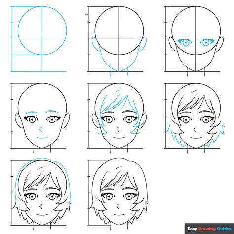 How to Draw an Anime Head and Face in Front View - Easy Step by Step ...