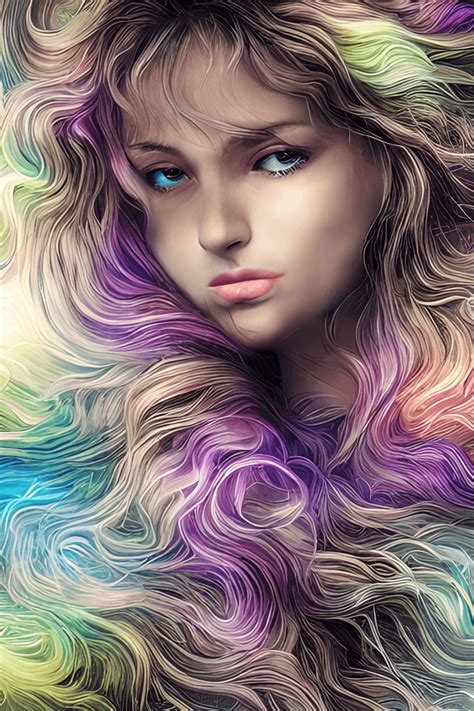 Hyper Realistic Female with Wavy Hair Fantasy Wildlife Nature FXAA ...