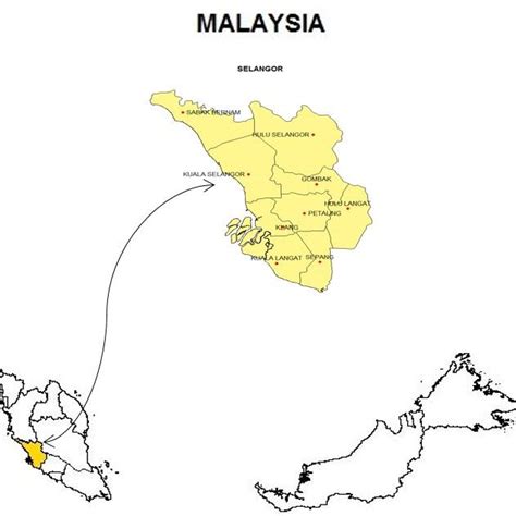 Malaysia map highlighting the state Selangor. This map is made by using ...