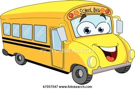 Cartoon school bus Clip Art | k7057047 | Cartoon school bus, School bus ...