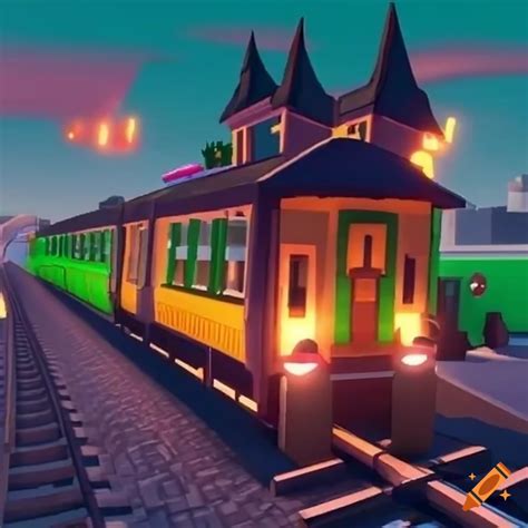 Roblox train station building game on Craiyon