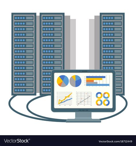 Data centre icon of computer and blocks Royalty Free Vector