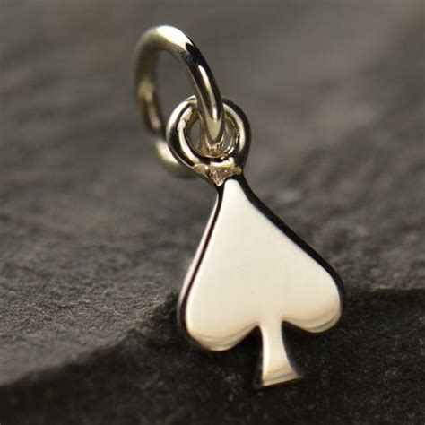 Tiny Sterling Silver Spade Suit Charm | Silver charms, Silver charm ...