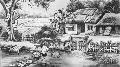 [Drawing Tutorial] Painting Old Vietnamese Village Scenery #1 | Lão ...