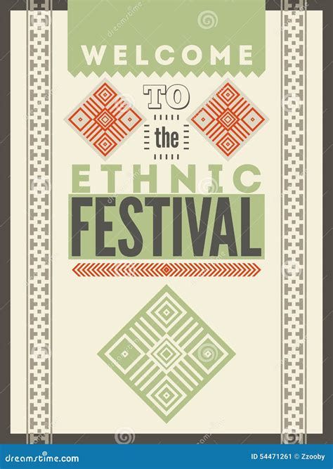 Ethnic Festival Poster. Typographical Design with Folk Pattern Ornament ...