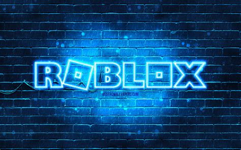 Roblox blue logo blue brickwall, Roblox logo, online games, Roblox neon ...