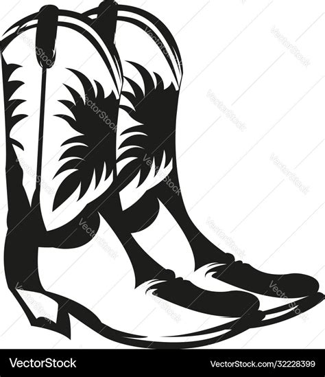 Silhouette cowgirl or cowboy boots in black Vector Image