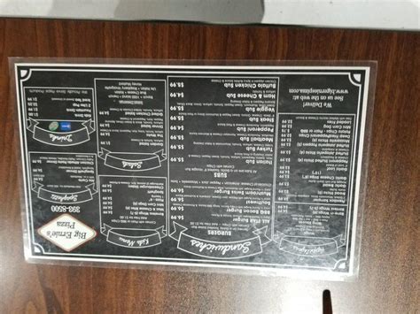 Menu at Big Ernie's pizzeria, Hillsboro, 836 High St