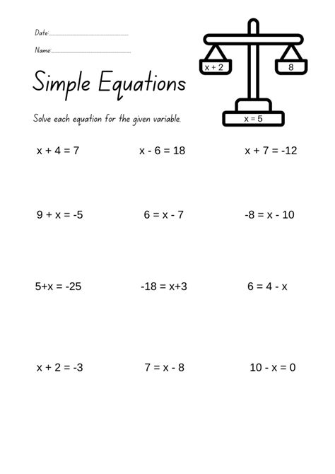 Solving Equations Worksheets | WorksheetsGO