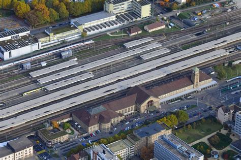 Aerial image Basel - Track progress and building of the main station ...