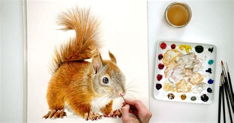 How to paint a realistic watercolor squirrel - Anna Mason Art