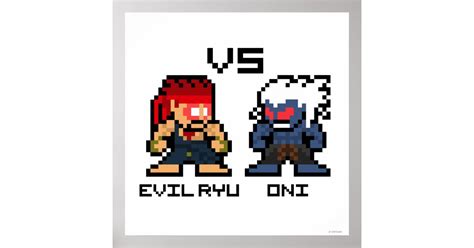 8bit Evil Ryu VS Oni Poster | Zazzle