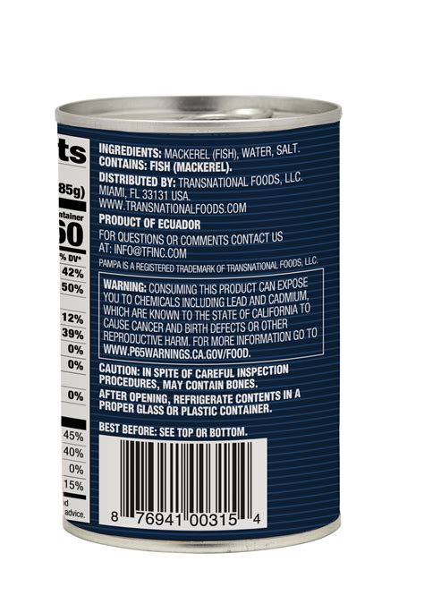 Canned Mackerel Nutritional Information