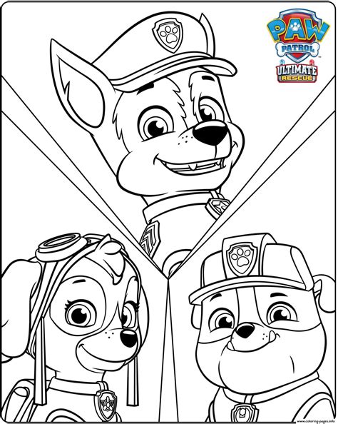 Paw Patrol Ultimate Rescue Chase Skye Rubble Coloring page Printable