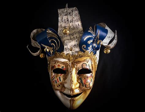 Jolly Venetian Masquerade Ball Mask - Gold & Blue